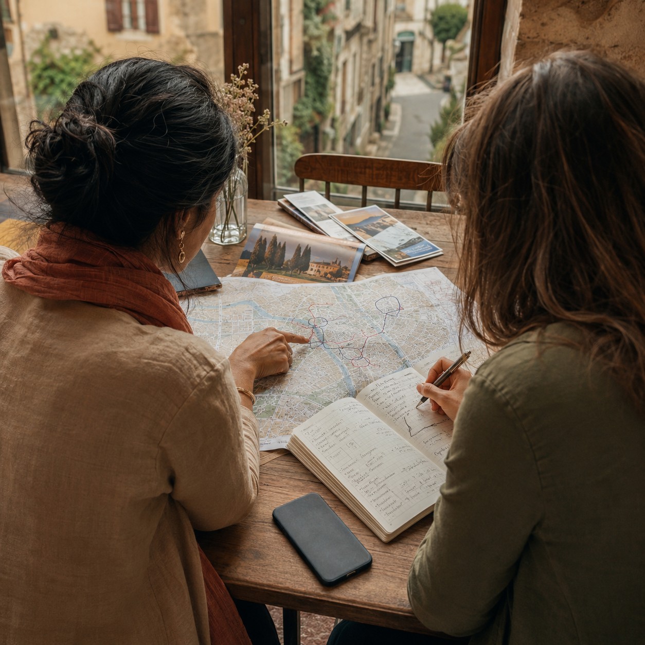 Founder researching travel routes on the ground